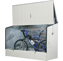 Fahrradbox mit geöffnetem Deckel und Fahrrad