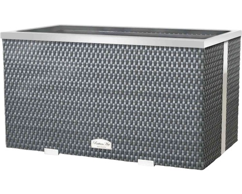 Pflanzkübel Polyrattan 70x38x40 cm anthrazit-aluminium Rechteckiger Pflanzkasten aus Rattan mit Metalleinfassung
