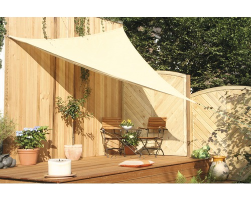PeddyShield Dreiecksonnensegel 3,2 x 3,2 x 3,2 m, aus wasser- und windabweisenden PES 280 g/m², beige