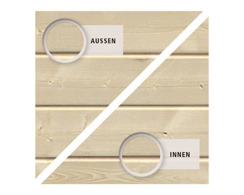 Holzfassade zeigt Außen- und Innenseite