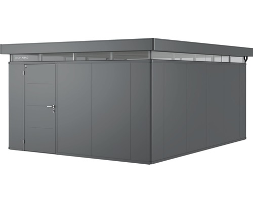 Gerätehaus Biohort CasaNova 4x5 Tür links 430 x 530 cm dunkelgrau-metallic Gartenhaus mit Tür und Fensterelementen