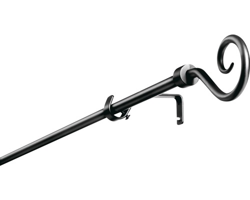 Gardinenstangen Set ausziehbar Schnecke schwarz 100-200 cm Ø 13/16 mm