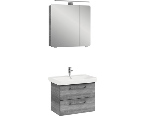 Badezimmer-Set mit Spiegelschrank, Waschbecken und Unterschrank mit zwei Schubladen
