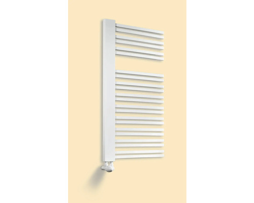 SCHULTE Designheizkörper Bologna Version links 1210x600 mm weiß Handtuchwärmer mit horizontalen Heizstäben an der Wand montiert