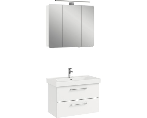 Waschtisch mit Unterschrank und Spiegelschrank zur Badezimmerausstattung