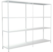 Steck-Grundregal und Anbauregal weiß 180x220x50 cm 8 Böden geteilte Winkelprofile Set Tragkraft 680 kg