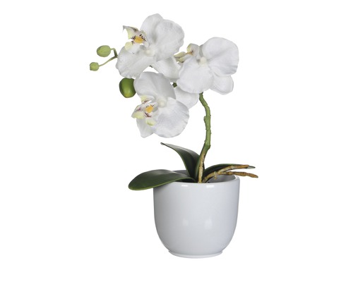 Kunstblume Orchidee H 26 cm weiß