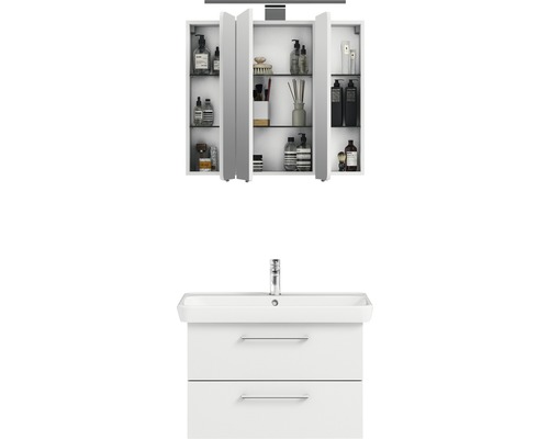 Waschtisch mit Unterschrank und Spiegelschrank zur Aufbewahrung von Badartikeln