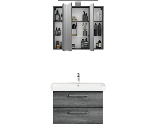 Badezimmerensemble mit Spiegelschrank und Waschtischunterschrank