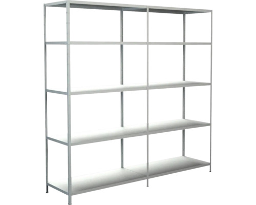 Steck-Grundregal und Anbauregal weiß 200x200x50 cm 10 Böden geteilte Winkelprofile Set Tragkraft 850 kg Steck-Grundregal und Anbauregal weiß 200x200x50 cm 10 Böden geteilte Winkelprofile Set Tragkraft 850 kg