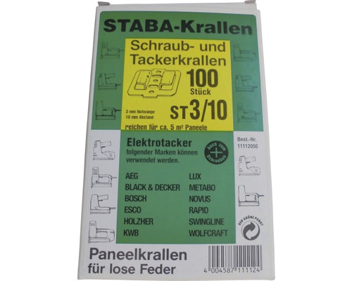 STABA Krallen Schraub- und Tackerkrallen, 100 Stück, ST3/10