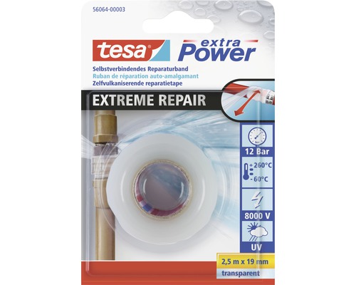 tesa extreme Repair Reparaturband transparent 19 mm x 2,5 m Tesa Extra Power Extreme Repair selbstverschweißendes Reparaturband, 2,5 m x 19 mm
