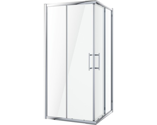 Eckdusche mit Schiebetür und Griff