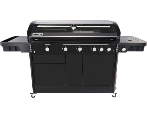 Tenneker® Gasgrill Halo Power Zone TG 5 204,4 x 74,5 x 117,5 cm 5-Brenner + Seitenbrenner und Rückbrenner, gusseiserner Rost, Platform System, Glaseinsatz im Deckel-0