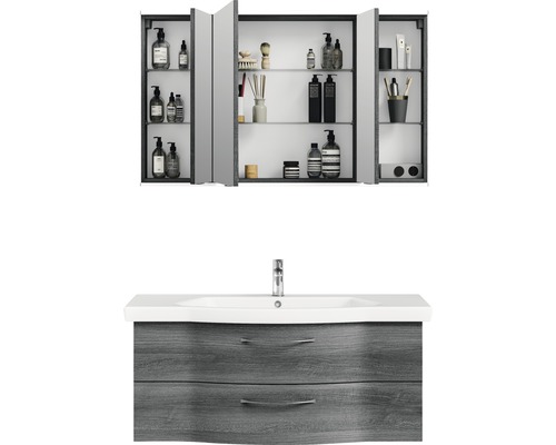 Waschtischkombination mit Spiegelschrank zur Aufbewahrung von Badutensilien