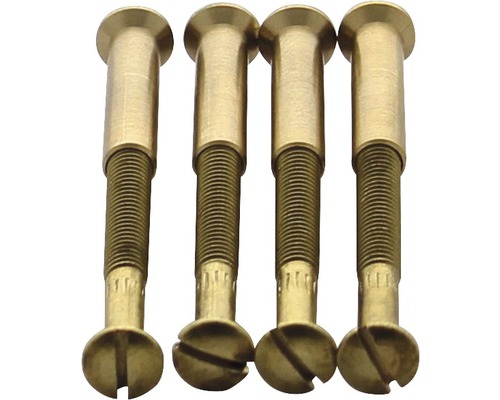 Hülsenschrauben + Hülsenmutter M4x38 mm Messing zur Montage für Türdrücker je 4 Stück Vier Messingschrauben mit Schlitzkopf