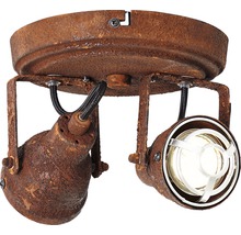 Rostfarbene Deckenleuchte mit zwei Strahlern