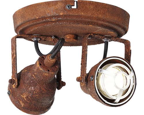 Rostfarbene Deckenleuchte mit zwei Strahlern