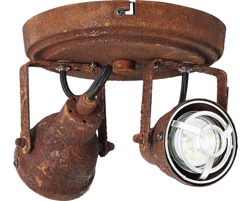 Deckenleuchte mit zwei Strahlern im Rostdesign