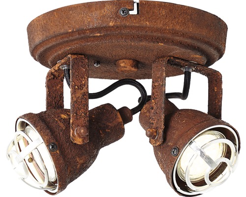 Deckenleuchte mit zwei Strahlern im Rostdesign