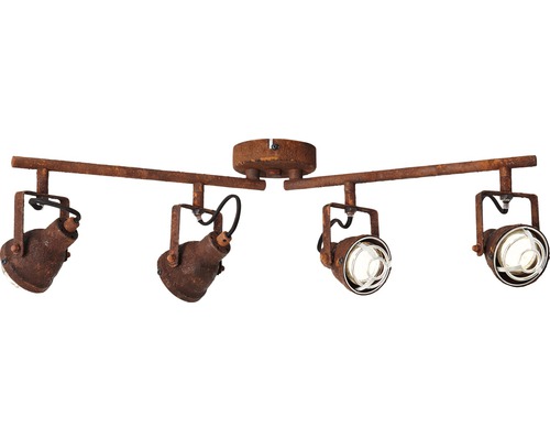 Deckenleuchte mit vier Strahlern im Rostdesign