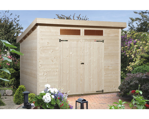 Gartenhaus weka 325 A Gr. 4 mit Fußboden 323 x 299 cm natur Gartenhaus aus Holz mit Doppeltür und Fenstern