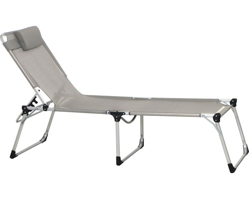 Sonnenliege Gardamo Sole Gestell Aluminium silber, Fläche Textilbezug taupe Sonnenliege Gardamo Sole Gestell Aluminium silber, Fläche Textilbezug taupe