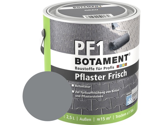 Betonlasur Pflasterfarbe Pflasterfrisch grau 2,5 l Botament PF1 Pflaster Frisch Betonlasur im 2,5 Liter Gebinde