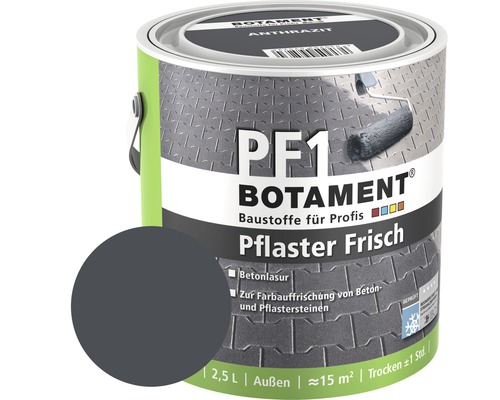 Betonlasur Pflasterfarbe Pflasterfrisch anthrazit 2,5 l Botament Pflaster Frisch Anthrazit Betonlasur im 2,5 Liter Eimer