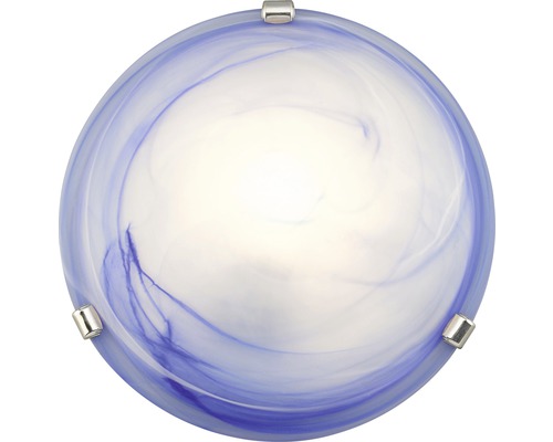 Runde Deckenleuchte mit blau-weißem Glas