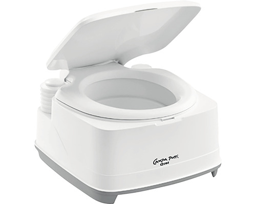 Tragbare Toilette mit geöffnetem Deckel