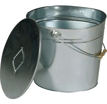 Verzinkter Eimer mit Deckel und Holzgriff