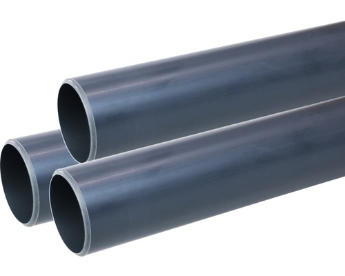 PVC Rohr für Styroporbecken 200 cm Ø 5 cm grau Drei Kunststoffrohre im Querschnitt