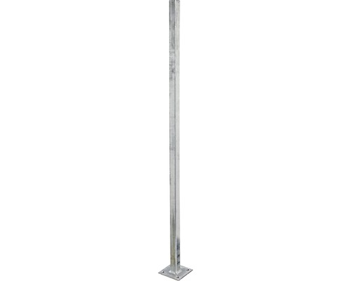 Universalpfosten zum Aufschrauben verzinkt 1020 mm Vierkantrohrstütze aus Metall mit Fußplatte