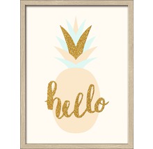 Gerahmtes Bild mit Ananas-Motiv und dem Schriftzug Hallo als Wanddekoration