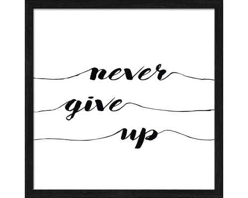 Gerahmtes Bild Never Give Up 33x33 cm