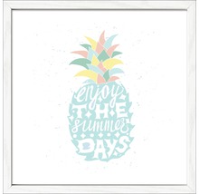 "Dekoratives Wandbild mit Ananas und dem Schriftzug ""Genieße die Sommertage"" in einem Rahmen"