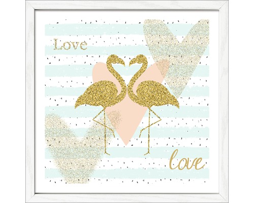 Gerahmtes Bild Flamingos Love I 33x33 cm