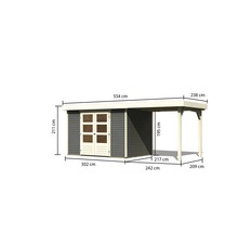 Gartenhaus Karibu Kodiak 4 mit Schleppdach 2,4 m 526 x 217 cm terragrau-thumb-2
