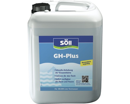 GH-Plus Söll 5 l für schnelle Anhebung der Gesamthärte Söll GH-Plus zur Erhöhung der Gesamthärte für 100.000 Liter Teichwasser