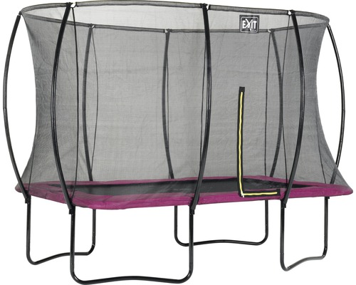 Rechteckiges Gartentrampolin mit Sicherheitsnetz.