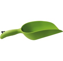 Grüne Futterschaufel aus Kunststoff mit Griff