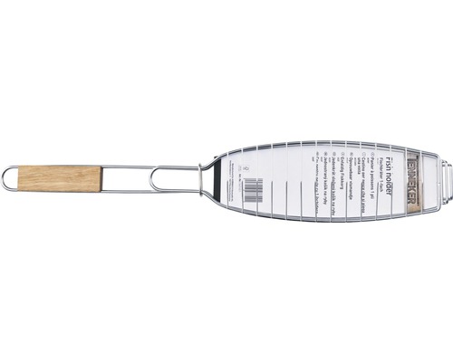 Fischbräter aus Metall mit Holzgriff