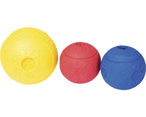 Drei Hundespielbälle mit Pfotenabdruck