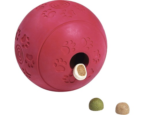 Hunde-Futterball Karlie Ruffus vanille 10 cm zufällige Farbauswahl Hundespielball mit Futterausgabe und Pfotenabdruckdesign