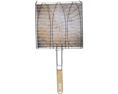 Grillkorb aus Metall mit Holzgriff