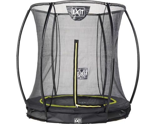 Trampolin EXIT Silhouette Ground mit Sicherheitsnetz Ø 183 cm schwarz Schwarzes Gartentrampolin mit Sicherheitsnetz