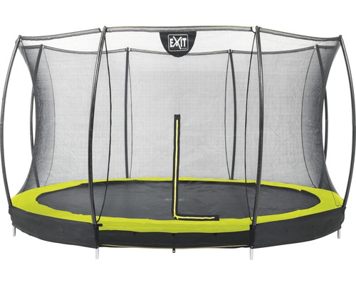 Trampolin EXIT Silhouette Ground mit Sicherheitsnetz Ø 366 cm lime Rundes Gartentrampolin mit Sicherheitsnetz und Rahmenpolsterung