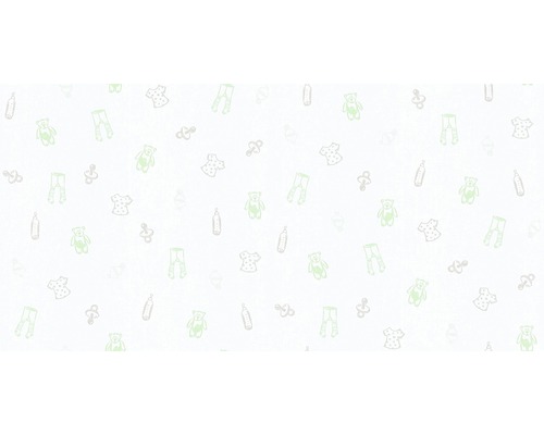 Muster mit Babysachen wie Teddybären, Schnuller, Babyflaschen, Kleider und Hosen