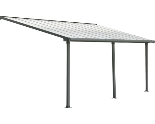 Terrassenüberdachung Palram – Canopia Olympia 3x6.1 619 x 295 cm RAL7016 grau Überdachung mit transparentem Dach und Metallpfosten